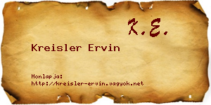 Kreisler Ervin névjegykártya